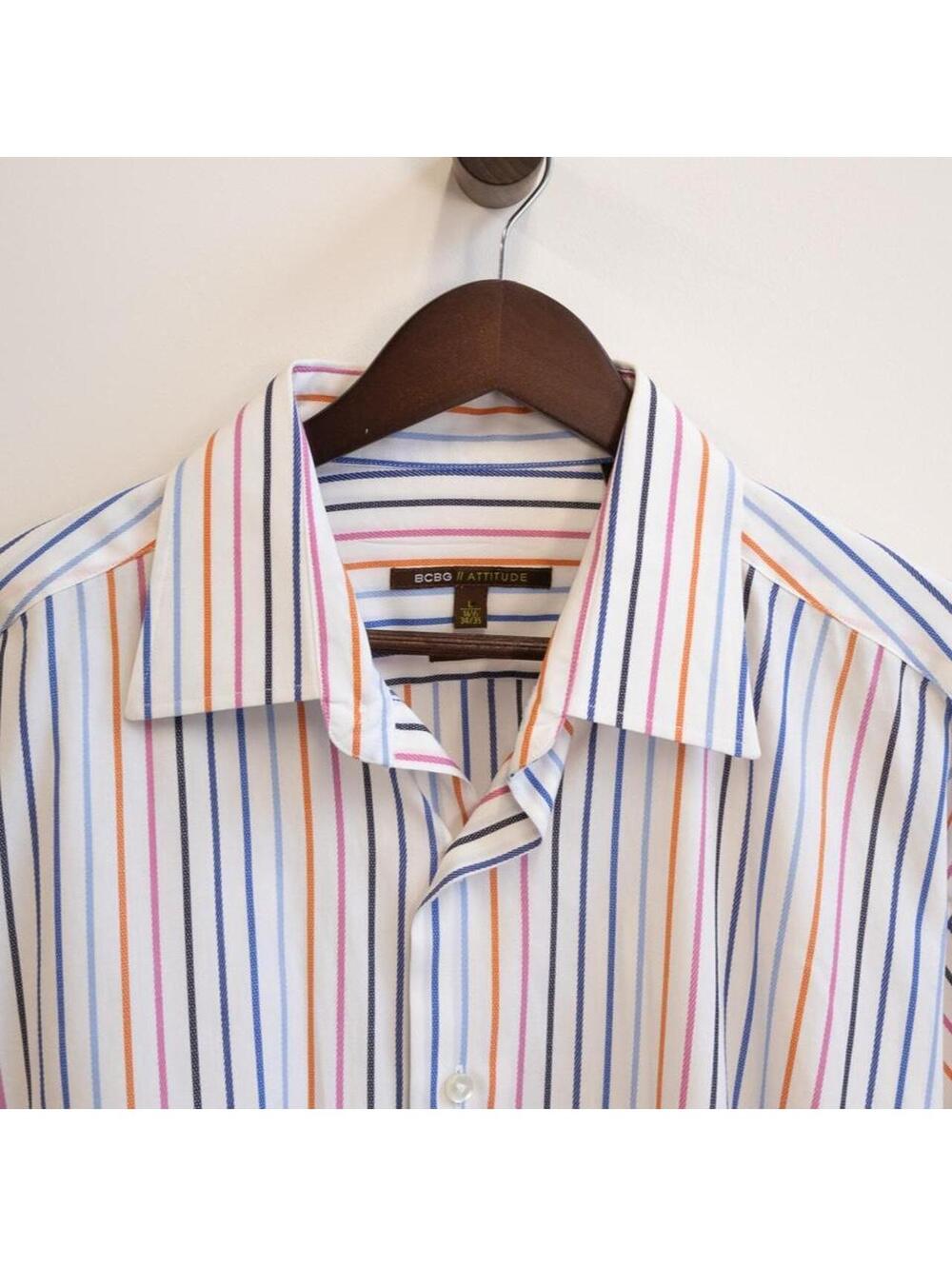 BCBG Attitude Multicolor Striped Button Down Shirt